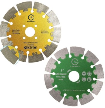 Industrial OEM 5inch 125mm Hot Press Ti-coated High Speed Segmented Diamond Saw Blades Fast Cutting Straight Smooth Edge Dry/Wet